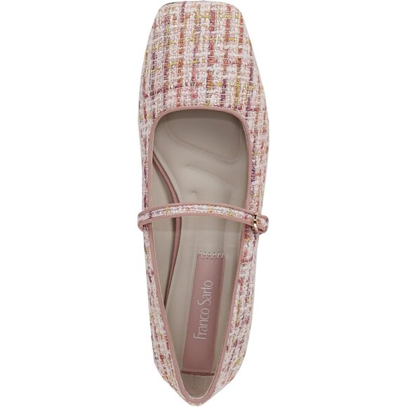 Franco Sarto Womens Pink Tweed Multi Faux Leather Tinsley Mary Jane Ballet Flats - Picture 5 of 9